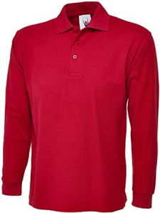 UC113 Long Sleeve Polo Shirt-Red-S