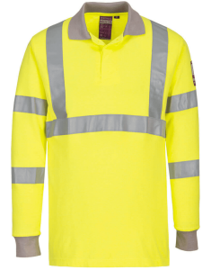 FR77 FR Anti-Static Hi-Vis L/S Polo Shirt-Yellow-L