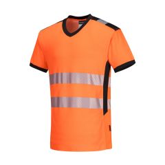 PW310 PW3 Hi-Vis V-neck T-shirt S/S-Orange-S