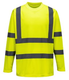 S178 Hi-Vis Long Sleeved T-Shirt-Yellow-S