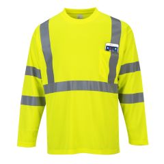 S191 Hi-Vis Long Sleeved Pocket T-Shirt-Yellow-S