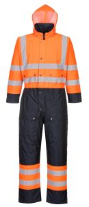 S485 Hi-Vis Contrast Coverall - Lined-Orange/Navy-M