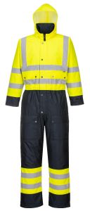 S485 Hi-Vis Contrast Coverall - Lined-Yellow/Navy-S