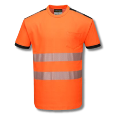 T181 S/S PW3 Hi-Vis T-Shirt-Orange/Black-S
