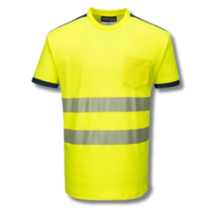 T181 S/S PW3 Hi-Vis T-Shirt-Yellow/Navy-L
