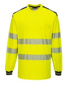 T185 PW3 Hi-Vis T-Shirt L/S-Yellow-L